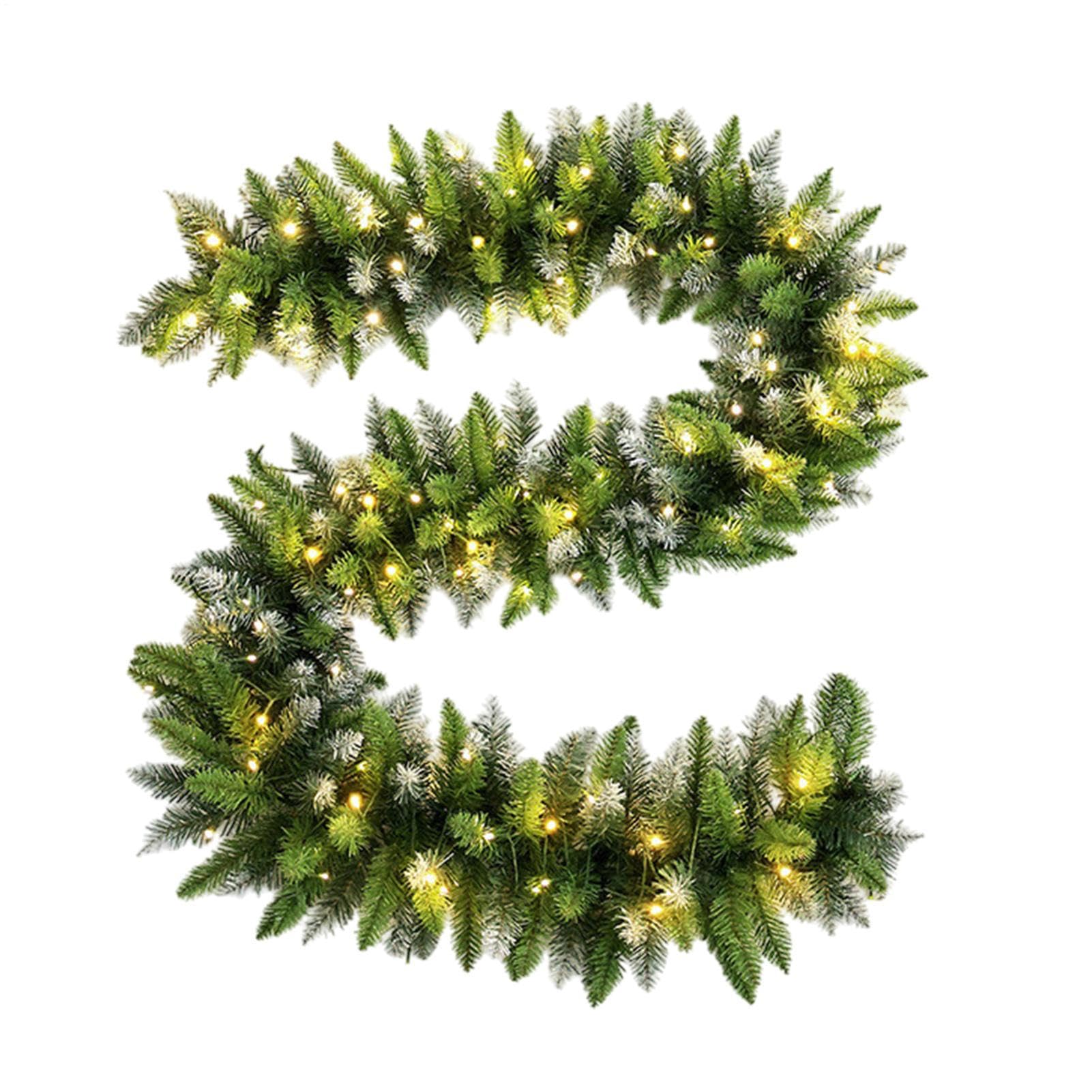 Guirlande de Noël en pin avec luminaire LED blanc à piles