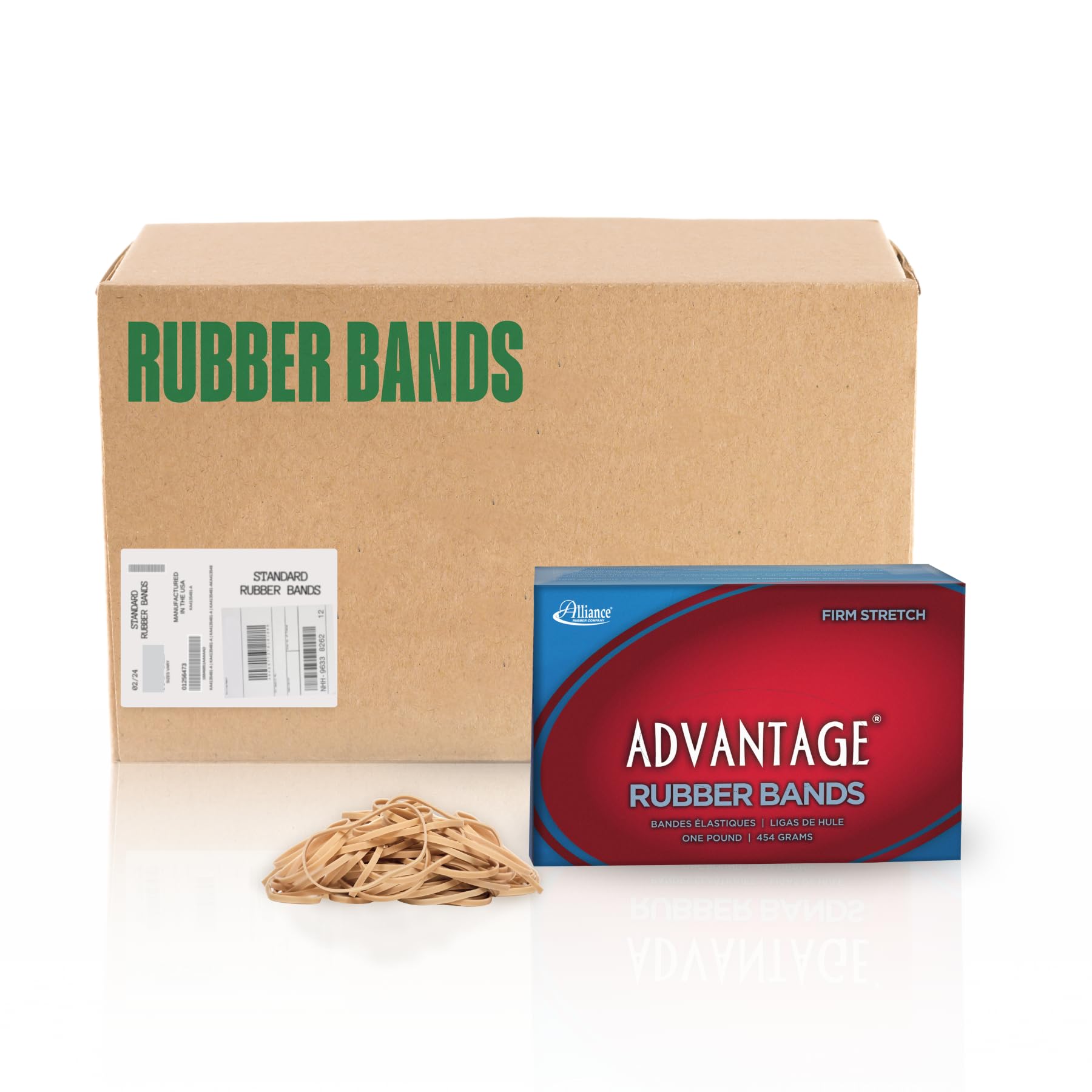 Alliance Advantage Rubber Bands, Size #32 (3" x 1/8"), 10 lb. Case (Contains 10-1 lb. Boxes), Natural Crepe (26325CS)