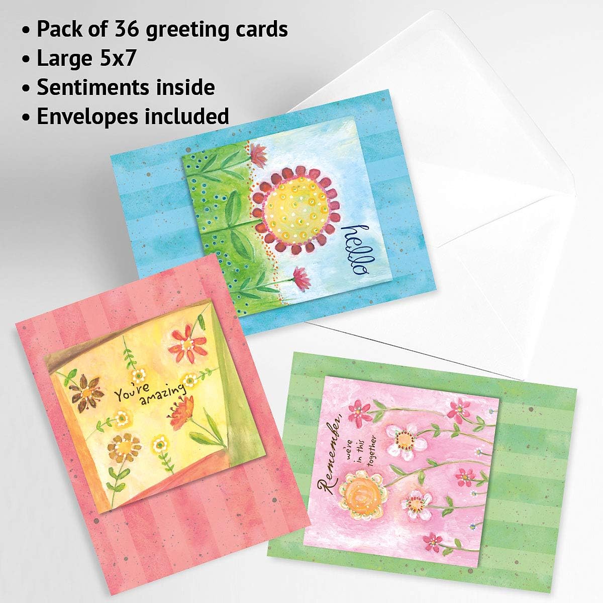 Current In This Together Friendship Greeting Cards Value Pack - Set of 16 (8 designs) Large 5 x 7 cards, Sentiments Inside, Thinking of You Cards, Envelopes Included