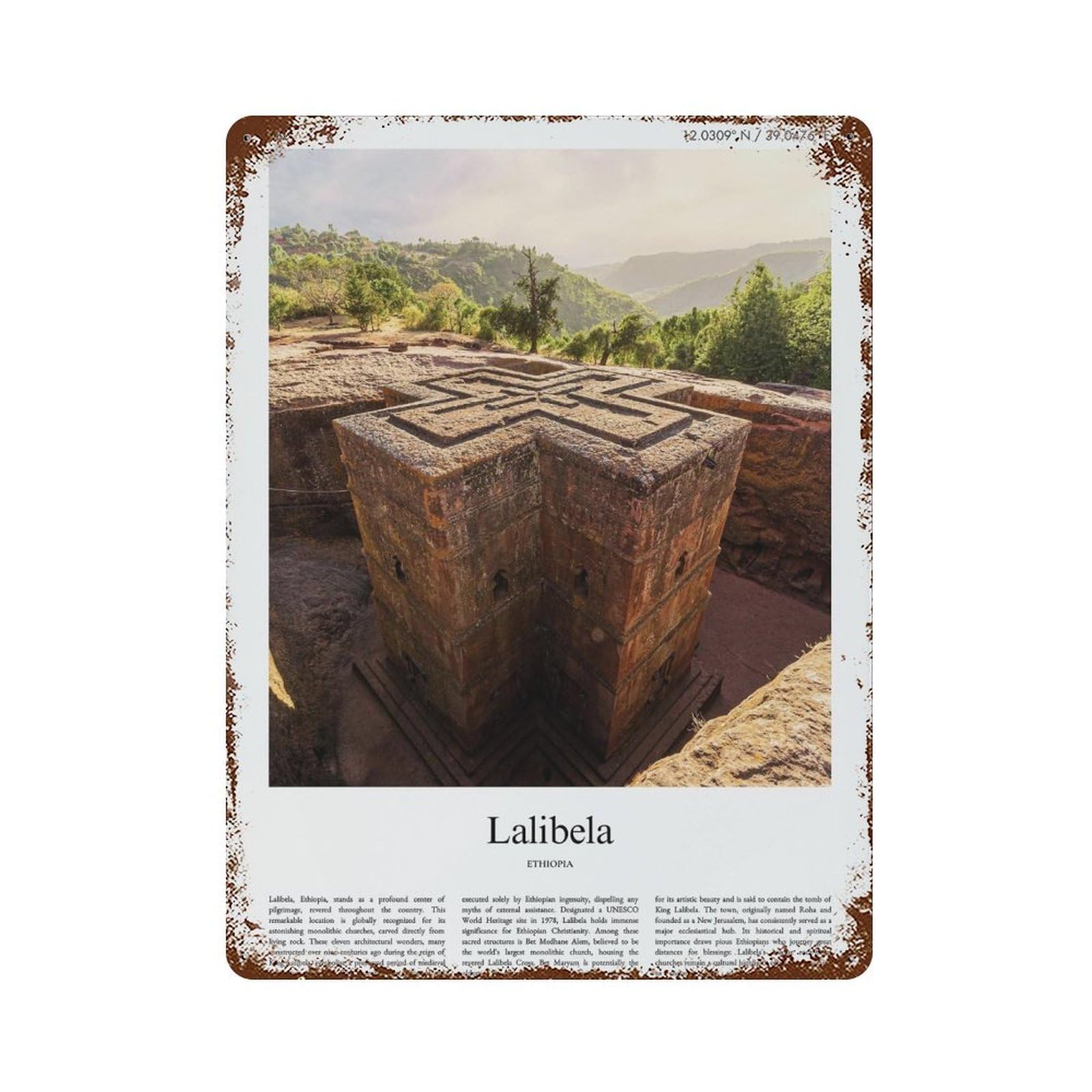 xiaoxiaoshen Lalibela Ethiopia City Scenery Wall Decor Art Metal Tin Poster Modern Home Decor Art Home Bar Shop Decorations Vintage Sign 40x30cm
