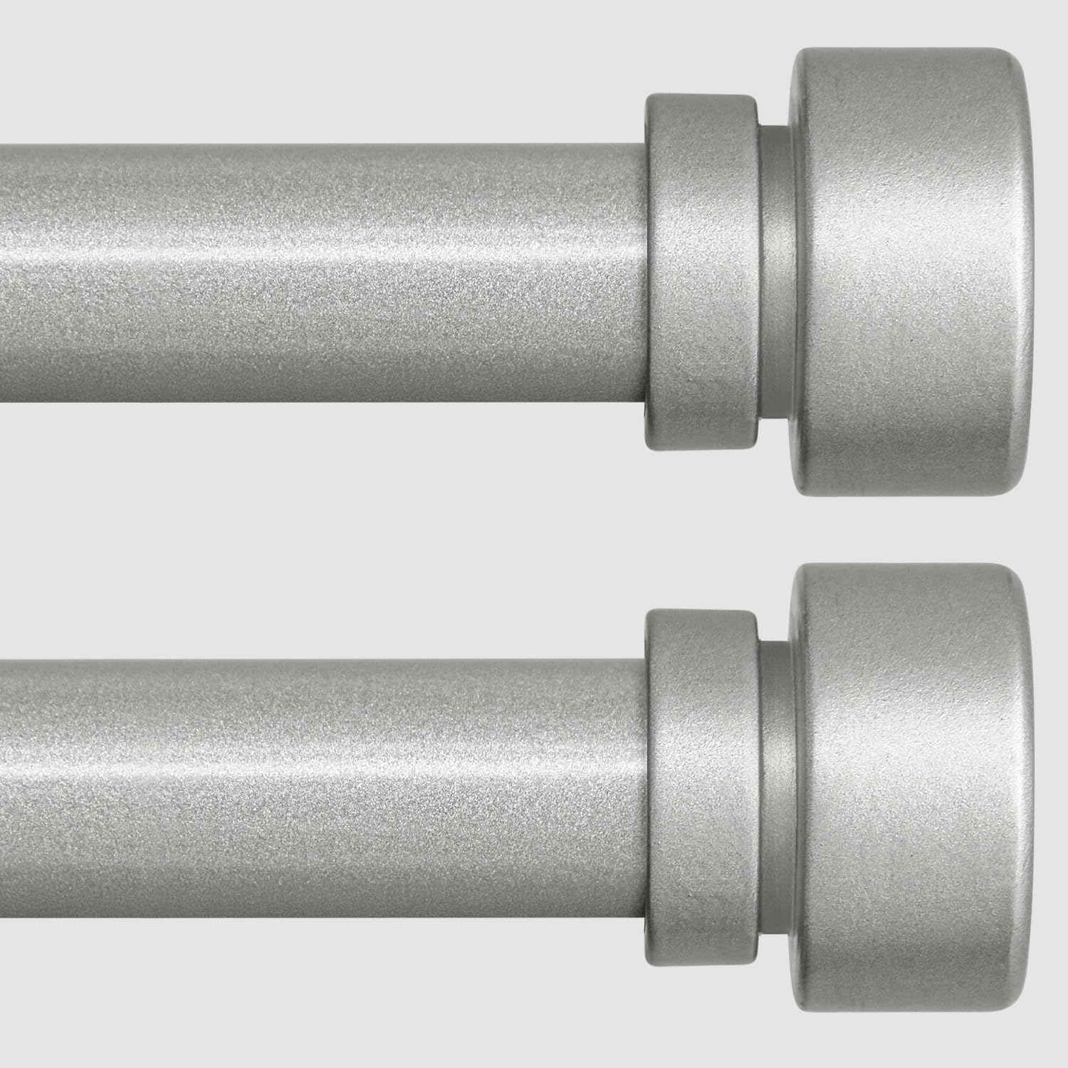 Lootkell 2 Pack Modern Silver Curtain Rods Set for Windows 28 to 48 Inches Adjustable Length Heavy Duty 1" Diameter Window Curtain Rod with Decorative Finials for Outdoor Bedroom Kitchen Living Room