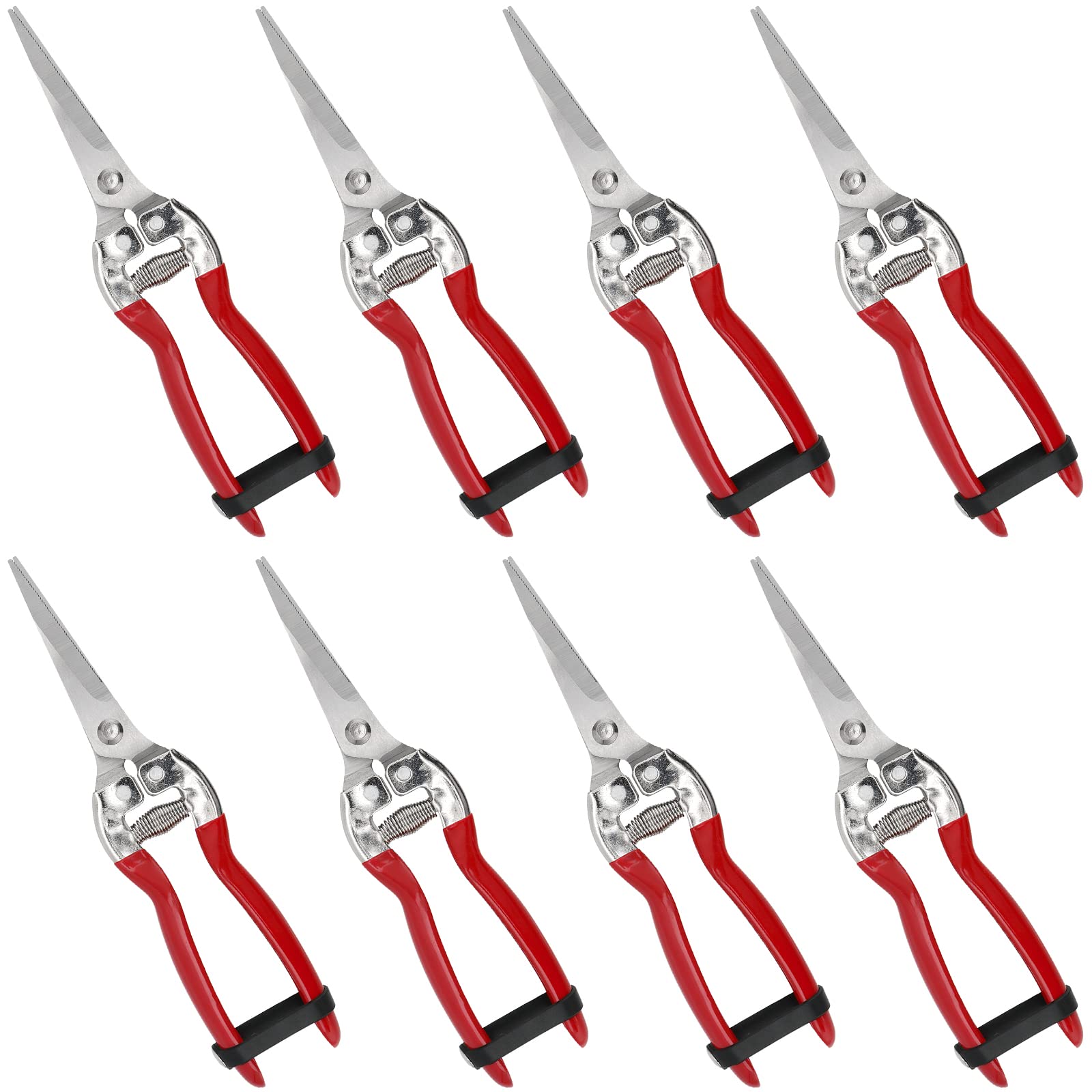 Muklei Red 8 Pcs 7.87 Inch Gardening Plants Scissors, Stainless Steel Straight Pruning Shears For Trimming Plants, Picking Fruit And Arranging Flowers, Use On 5Mm Branches