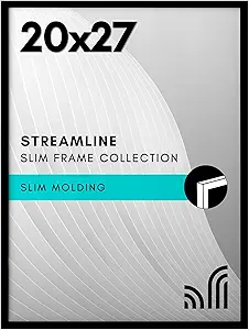 Americanflat 20x27 Picture Frame with Polished Plexiglass - Streamline Collection - Thin Border Picture Frame for Wall Display - Hanging Hardware Included - Black