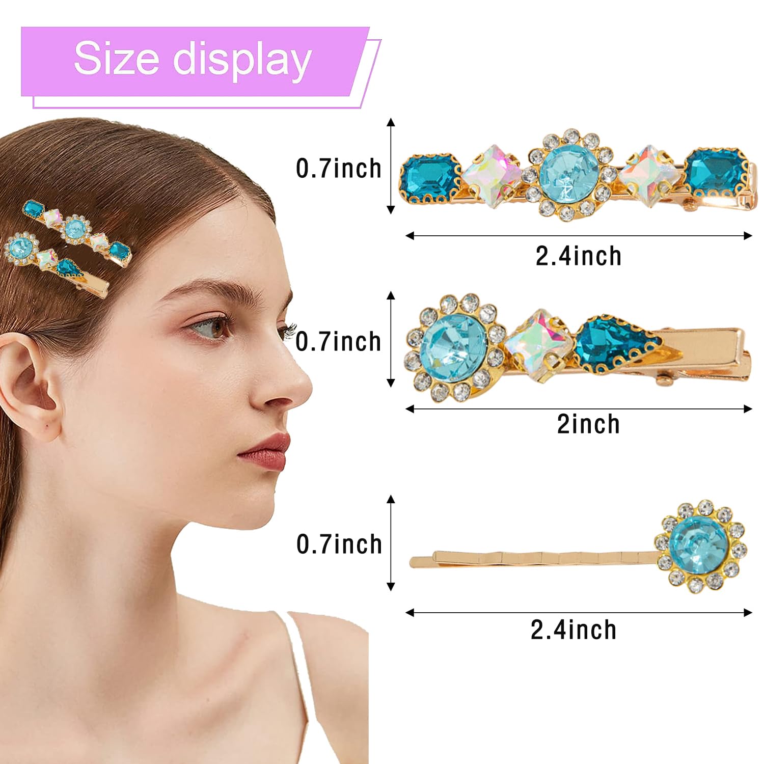 カラフルストーンのヴィンテージヘアクリップ Amazon.co.jp: 3ピース ビンテージ カラフル ラインストーン ヘア