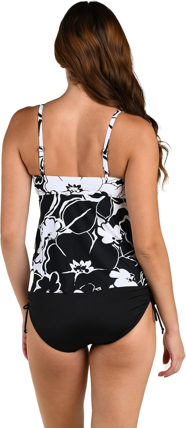 24th & Ocean Womens Over The Shoulder Tankini Swimsuit Top