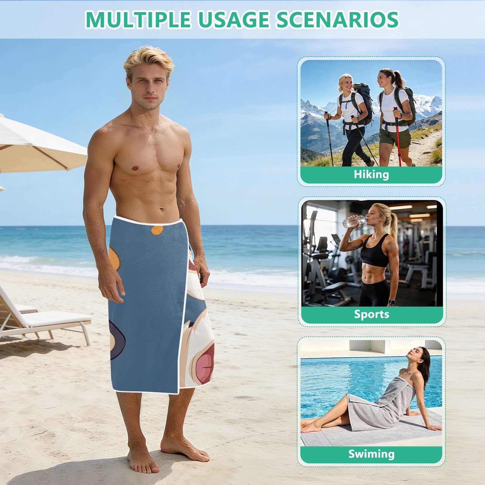 Toallas de playa grandes con bolsas de malla para adultos, toalla de baño de perros Corgi con cierre magnético, toalla absorbente de secado rápido para piscina, camping y viajes, 190 x 80 cm