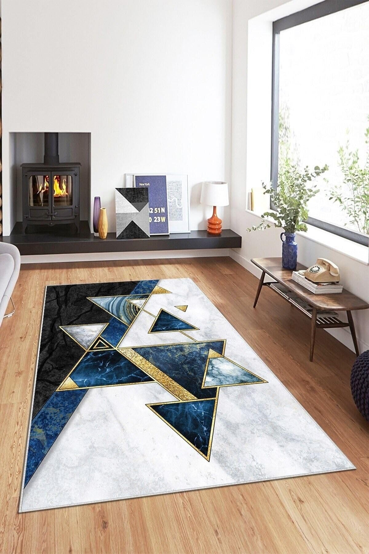 On The Clouds Geometrik Baklava Dilimi Karo Desenli Dijital Baskı Yıkanabilir Kaymaz Taban Modern Salon Halısı BFOGEO9, Kırmızı, 80 x 200
