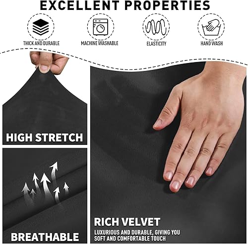 Vista 176 de MAXIJIN - Funda para sillón reclinable de terciopelo de 4 piezas, elástica, afelpada, gruesa y suave, con bolsillo lateral (camello)