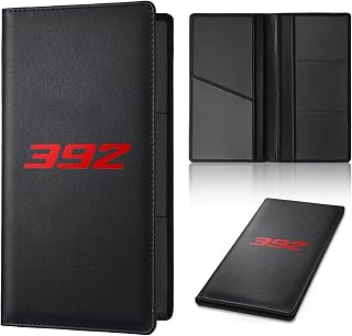 Leather Car Registration and Insurance Cards Holder Compatible with Dodge Challenger Durango SRT 392 Cars, Vehicle Glove Box Car Organizer with Magnetic Shut, Documents License for 392 Owners