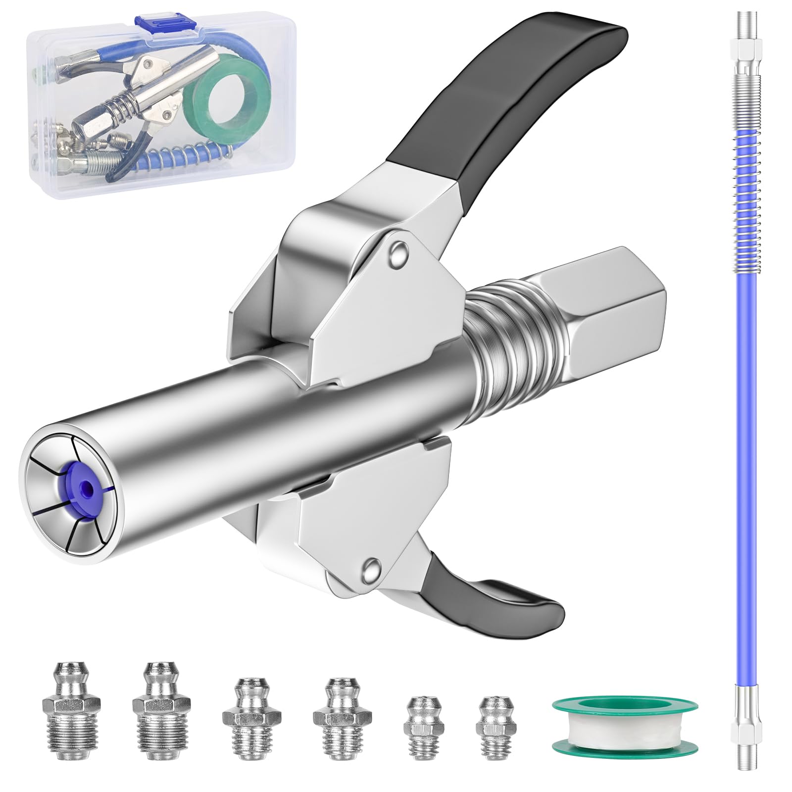 Focenat Schmiernippel Set 172-teilig - Mit Fettpresse Düse & Schlauch Für M6 M8 M10 Gewinde