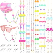 MTLEE 6 Pieces Glasses Strap for Kids Mask Lanyard Cute Beaded Glasses Chain Eyeglasses Strap for Women Girls