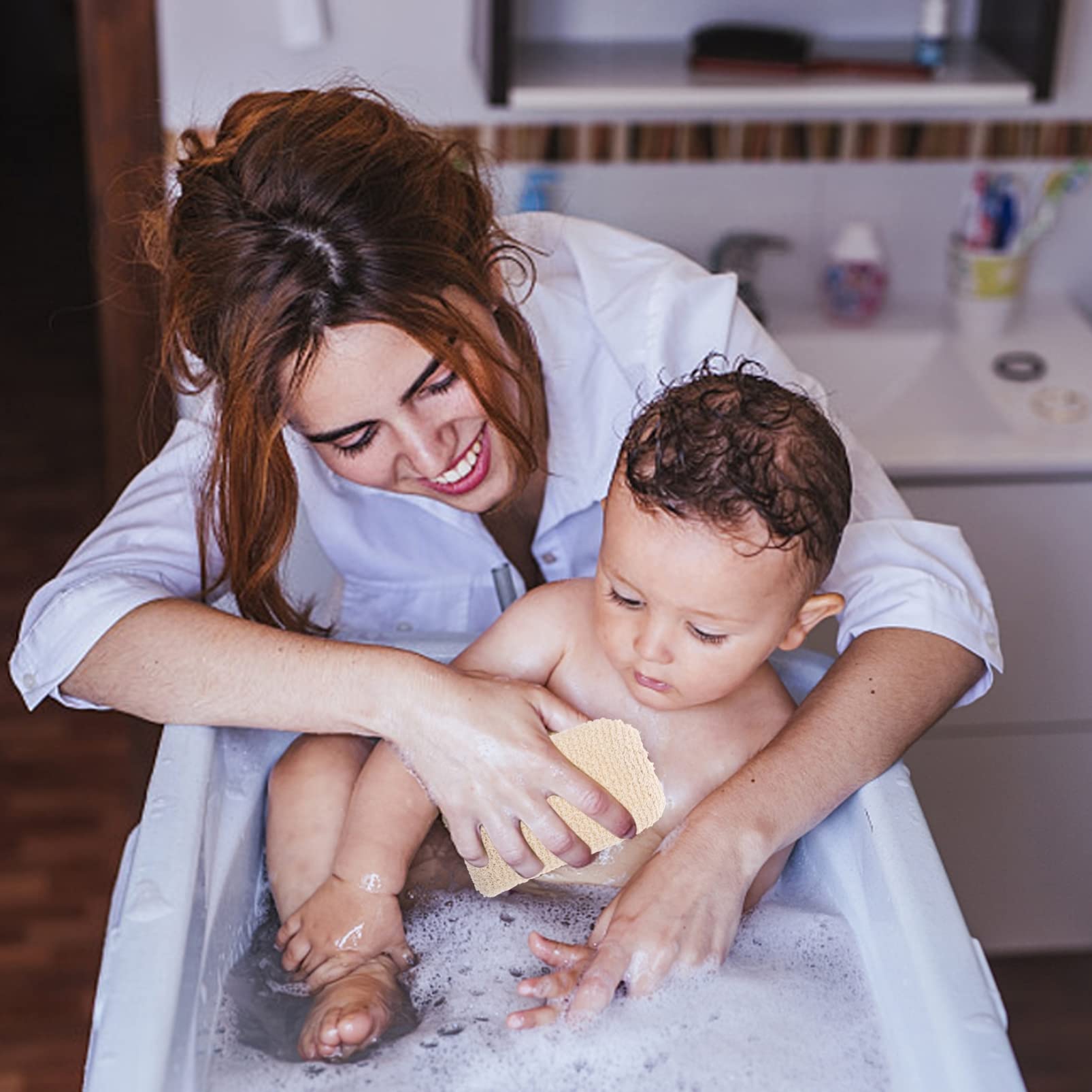 minkissy 12piezas Esponjas De Baño Exfoliantes Para Niño Niña De Esponjas De Suaves y Naturales Para Baño Relajante y Limpieza Efectiva