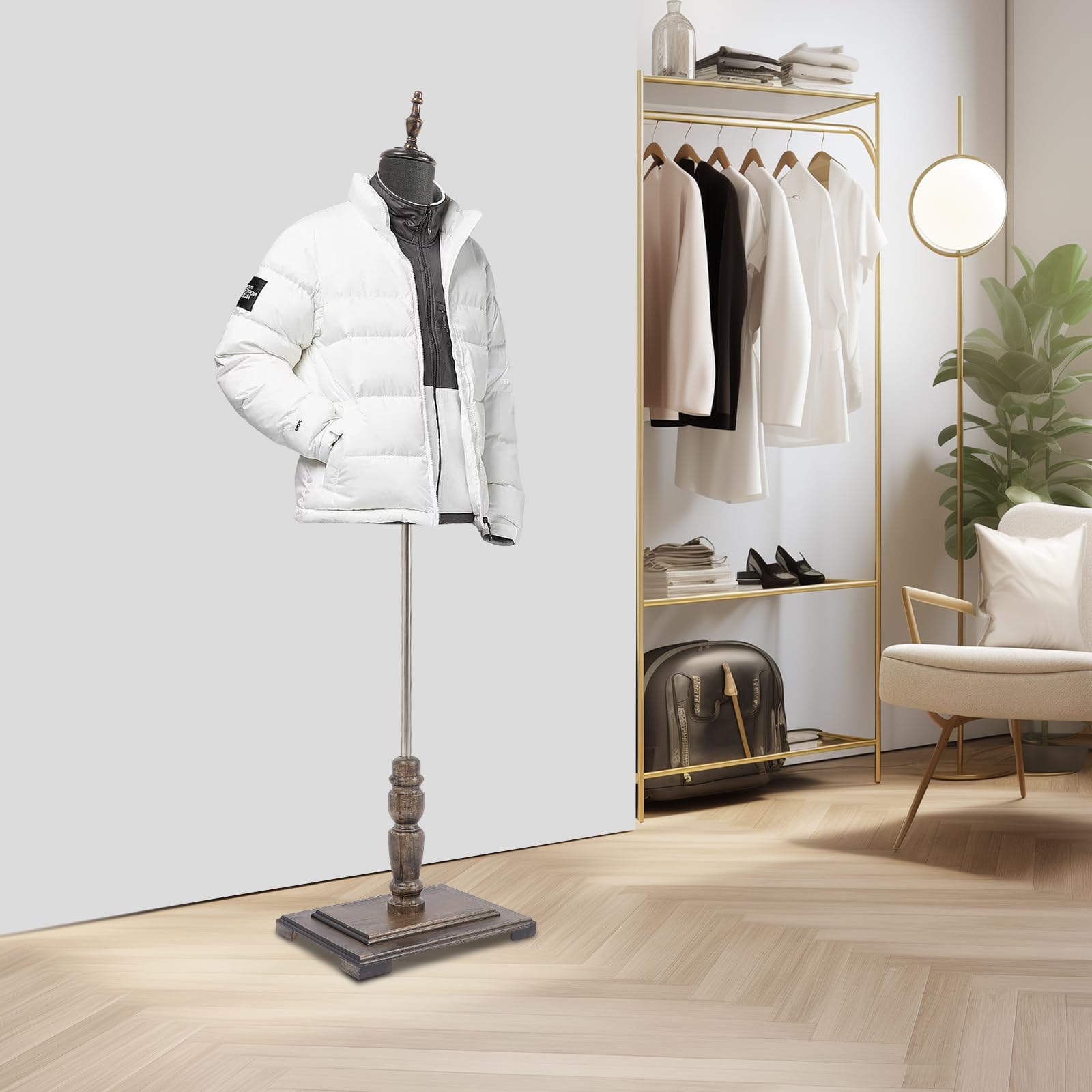 Manichino maschile moderno, manichino da sartoria da uomo con base in legno, manichino per negozi di abbigliamento, sartoria e stand fiere, altezza: 150-180 cm, nero