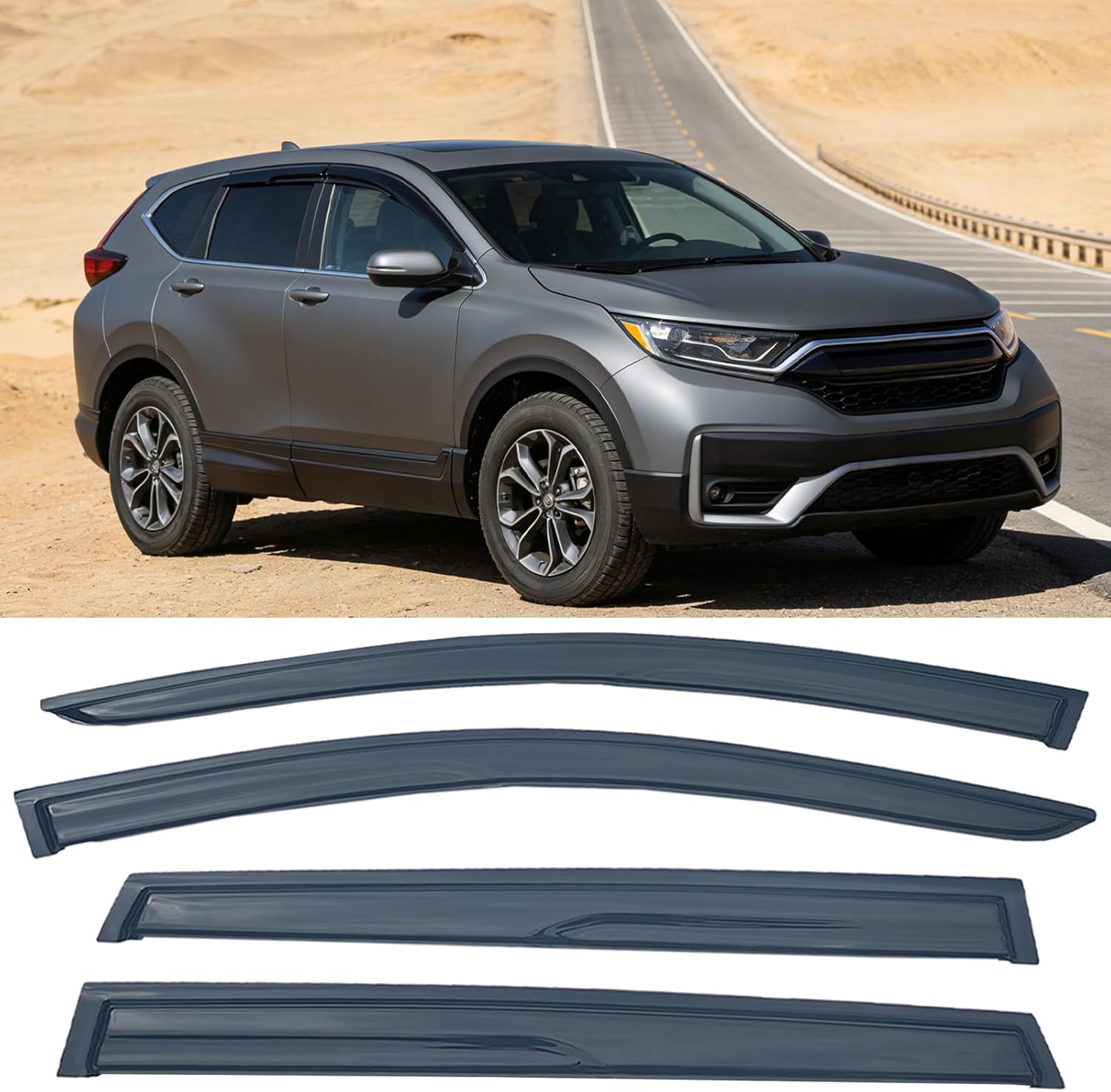 Window Visors Rain Guards for 2017-2022 Honda CRV,4PCS Tape on Vent Visors Wind Deflector Sun Shade for CRV 17-22,UV Protection & Reduced Road Noise,Car Accessories 2017-2022 CRV CR-V