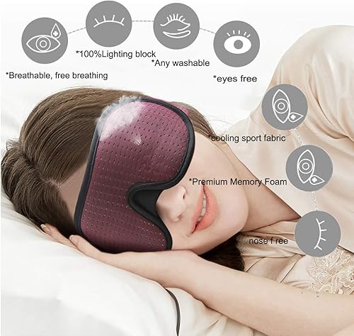 Miniatura 2 de Máscara de ojos 3D para dormir, 100% bloqueo de luz, máscara para dormir para hombres y mujeres, cubierta de ojos de tela deportiva fresca para