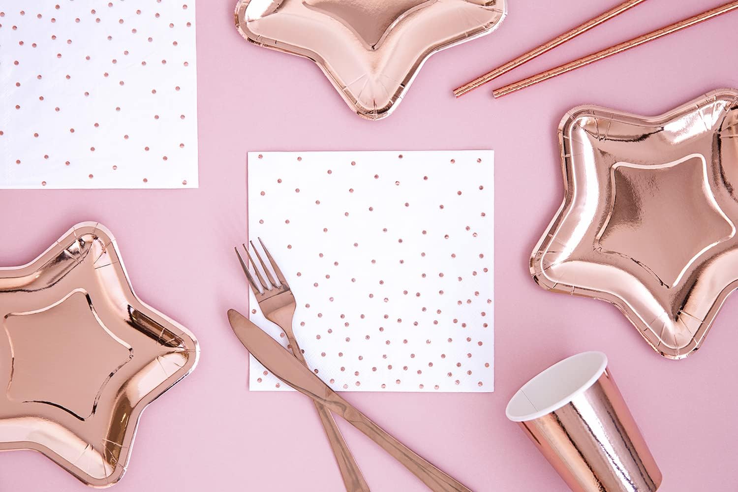 Paper Plates Star 18 cm Set of 6 Party Plates Disposable Plates Party Tableware Children's Birthday Rose Gold Plates Stars Rose Gold 18 cm Pack of 6