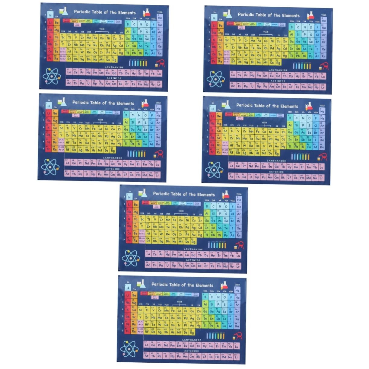 MAGICLULU 6stücke Periodensystem Poster Für Schule Und Zuhause Chemie Lernplakat Dekorative Wandbilder Für Klassenräume Leicht Und Wiederverwendbar Für Schüler Und Studierende