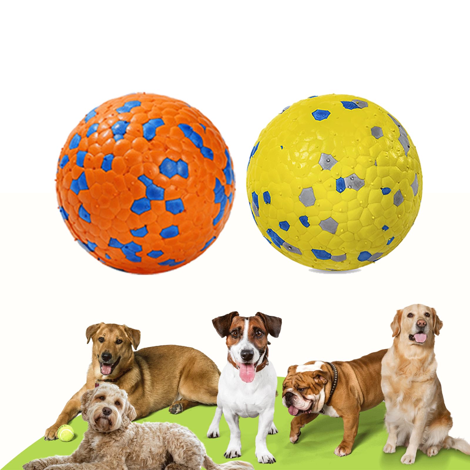 2 Pack Dog Balls Indestructible Interactive Dog Ball Durable Chew Toy for Aggressive Chewers Water-Friendly Tough Bouncing Ball