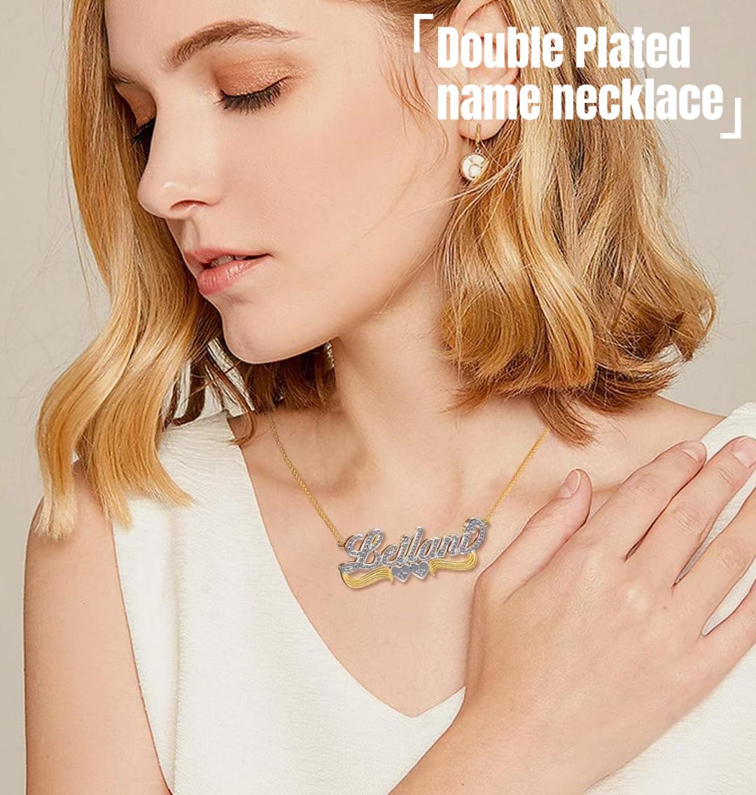 Double Plated Name Necklace Personalized Custom Name Necklace 18k