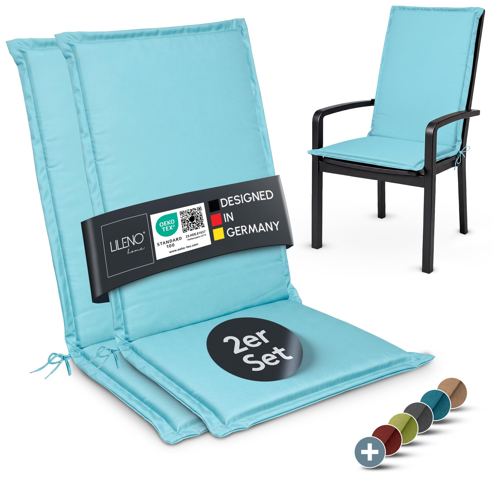 LILENO HOME Gartenstuhl Auflagen Bequeme Liegen als Sitzauflagen für Gartenmöbel - Stuhlkissen für Gartenstühle und Klappstühle Miami