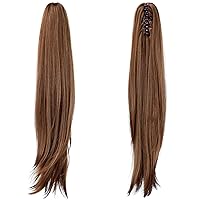 Vista 8 de Extensiones de cola de caballo, 60,96 cm de largo, cabello sintético ondulado, color marrón