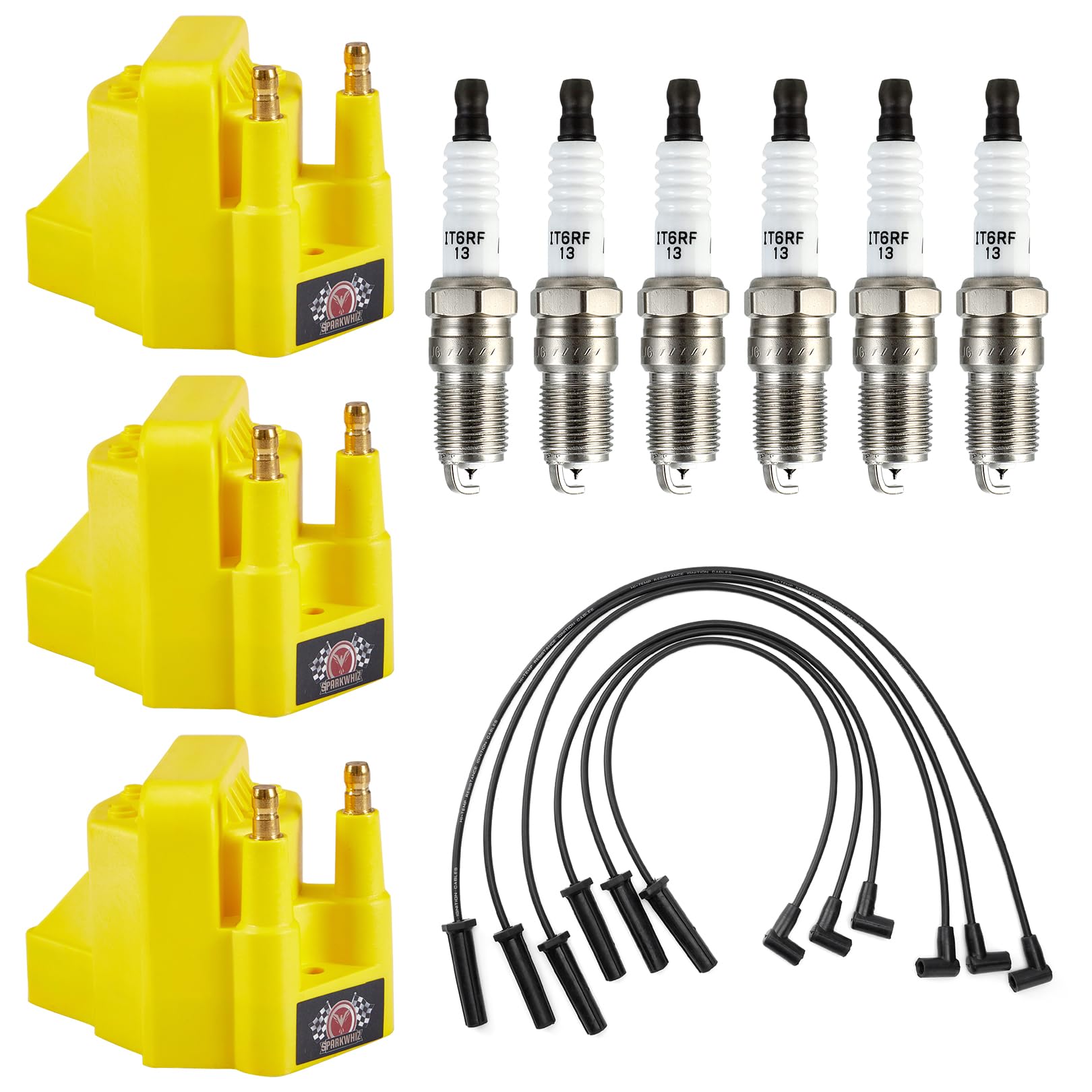 DR39 Ignition Coil Packs with Spark Plugs & Wires, Compatible with Buick Allure LaCrosse Lesabre Chevrolet Monte Carlo Lumina Oldsmobile Intrigue Pontiac Bonneville, Replacement for D555 5C1058