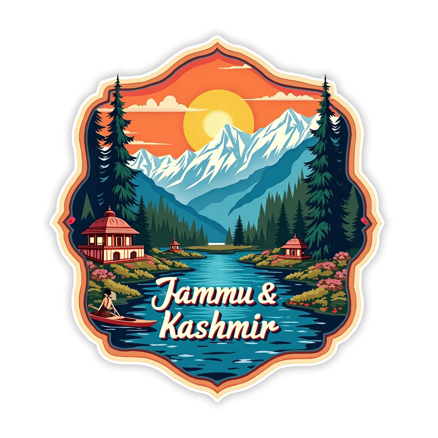 Naxon Indian State Jammu Kashmir Theme Souvenir Wooden Fridge Magnet for Refrigerator - Printed Fridge Magnet for Kitchen & Home Decor | Perfect Souvenir Gift | Size 3x3 in | Pack of 1