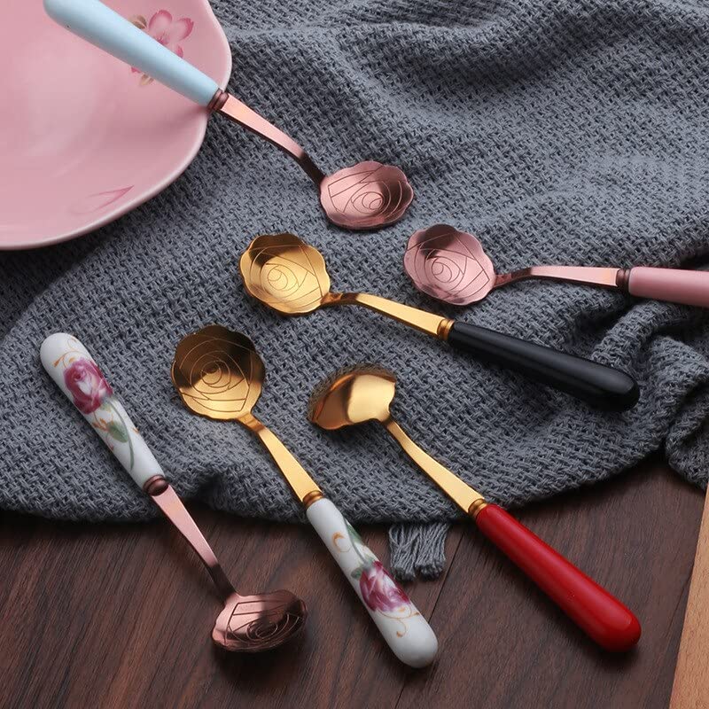 Łyżeczka do herbaty 10 szt. Łyżeczka do mieszania kawy, imitacja ceramicznej rączki Łyżeczka do kawy, Łyżeczka do napojów ze stali nierdzewnej Łyżeczka do lodów Łyżka do deserów Prezent ślubny