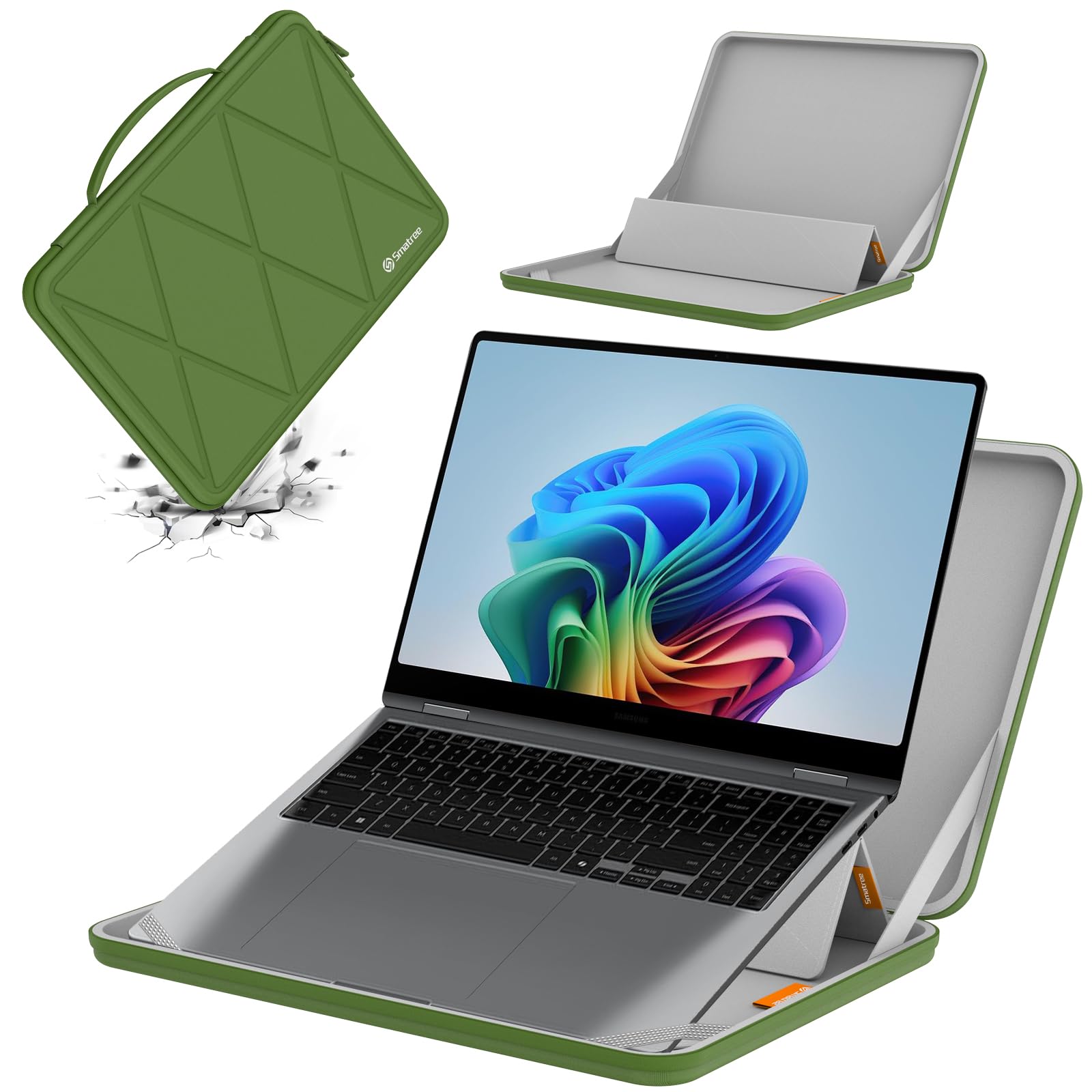 Smatree MS89T custodia rigida in EVA con supporto per 16 pollici Samsung Galaxy Book5/4/3 Pro, per Samsung GalaxyBook4/5/3 Pro 360, per Galaxy Book4 Edge/Book4 Ultra/Book3 Ultra custodia,verde
