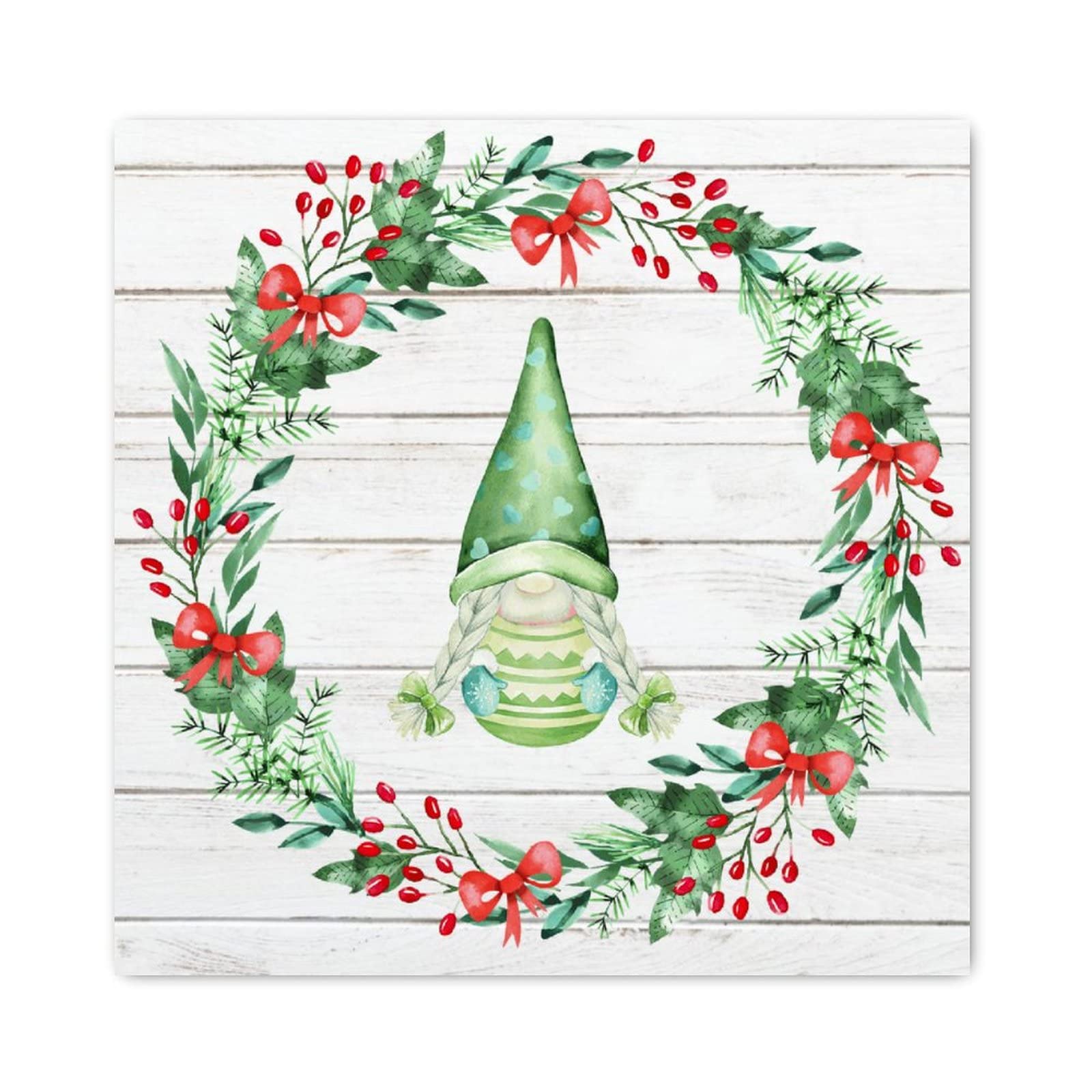 Couronne de nain de Noël en bois rustique de 30,5 cm pour décoration murale