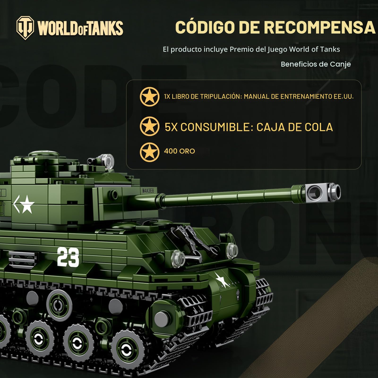 Reobrix Kit de Construcción de Tanque Sherman 77030,Licencia World of Tanks | Modelo de Tanque Militar Sherman, Kit de Vehículo Militar de Bloques, Bloques para Adultos, Regalo de Tanque, 836 Piezas