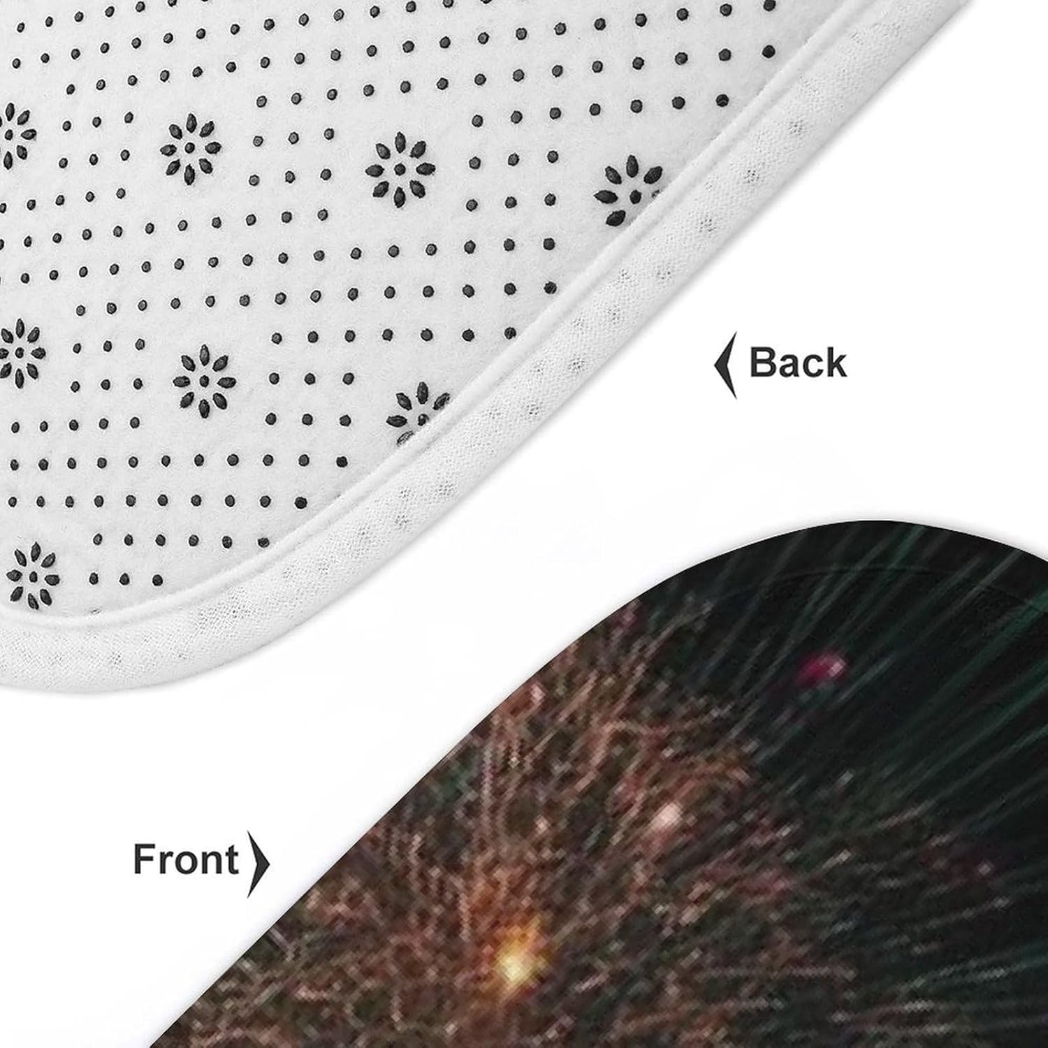 Anti-Skid Floor Mats 3 Piece Set,Beautiful Fireworks Printed Coral Fleece Bathroom Mats U-Shaped Contour Mat Toilet Seat Cover for Bathroom, Tub, Shower, Kitchen 19.7"x31.5"