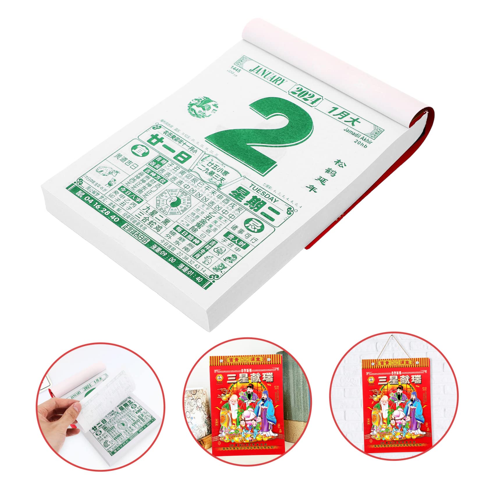 Calendario annuale, calendario da parete, 4 pezzi 2024 Vecchio Almanacco Calendario da tavolo Anno lunare Calendario da parete 2024 Calendario del drago Calendario tradizionale cinese Drago Anni Calen