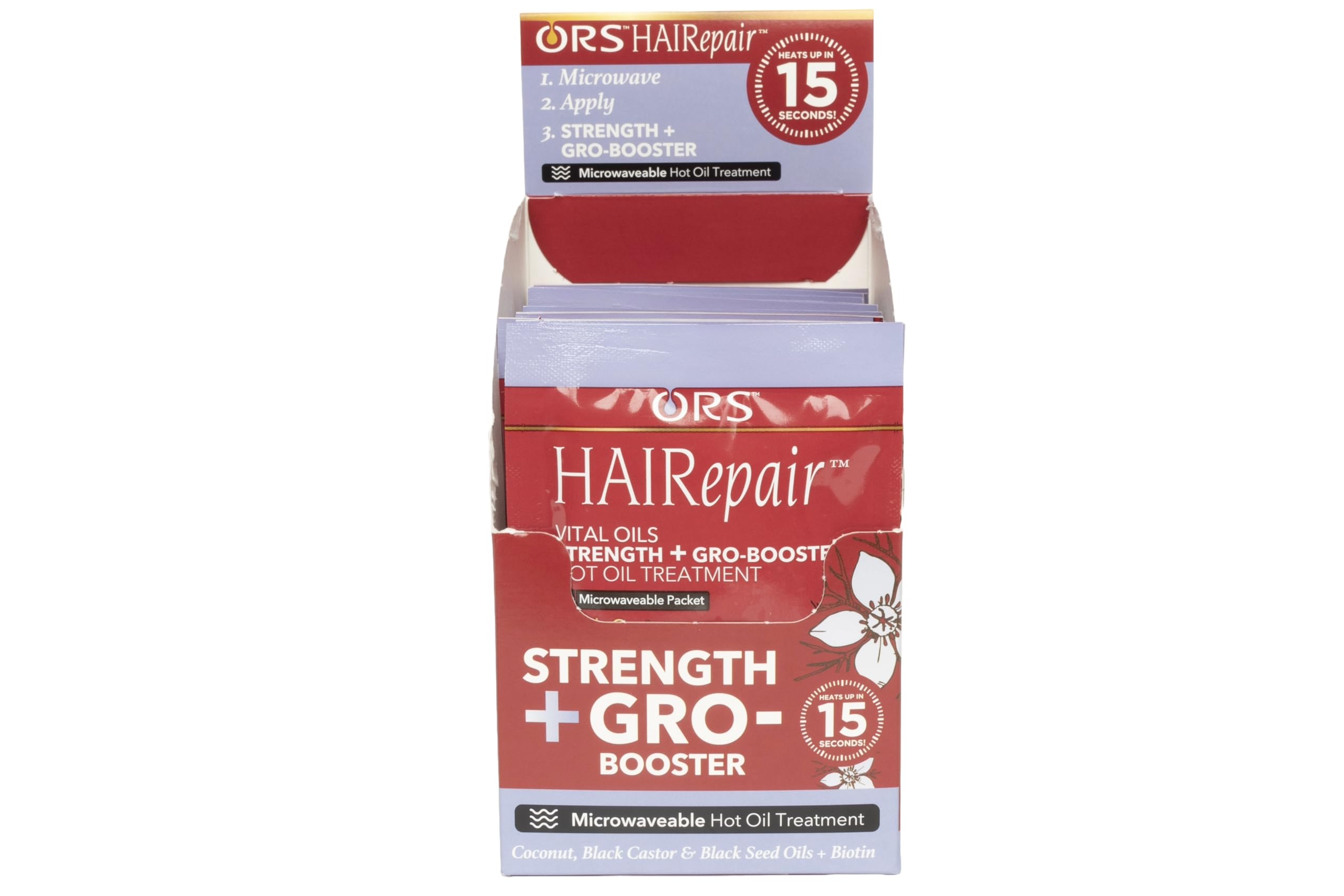 ORS HAIRepair Vital Oils Hot Oil Treatment Strength + Gro-Booster Hot Oil Treatment - Travel Packet 1.5 Ounces (Pack of 12)