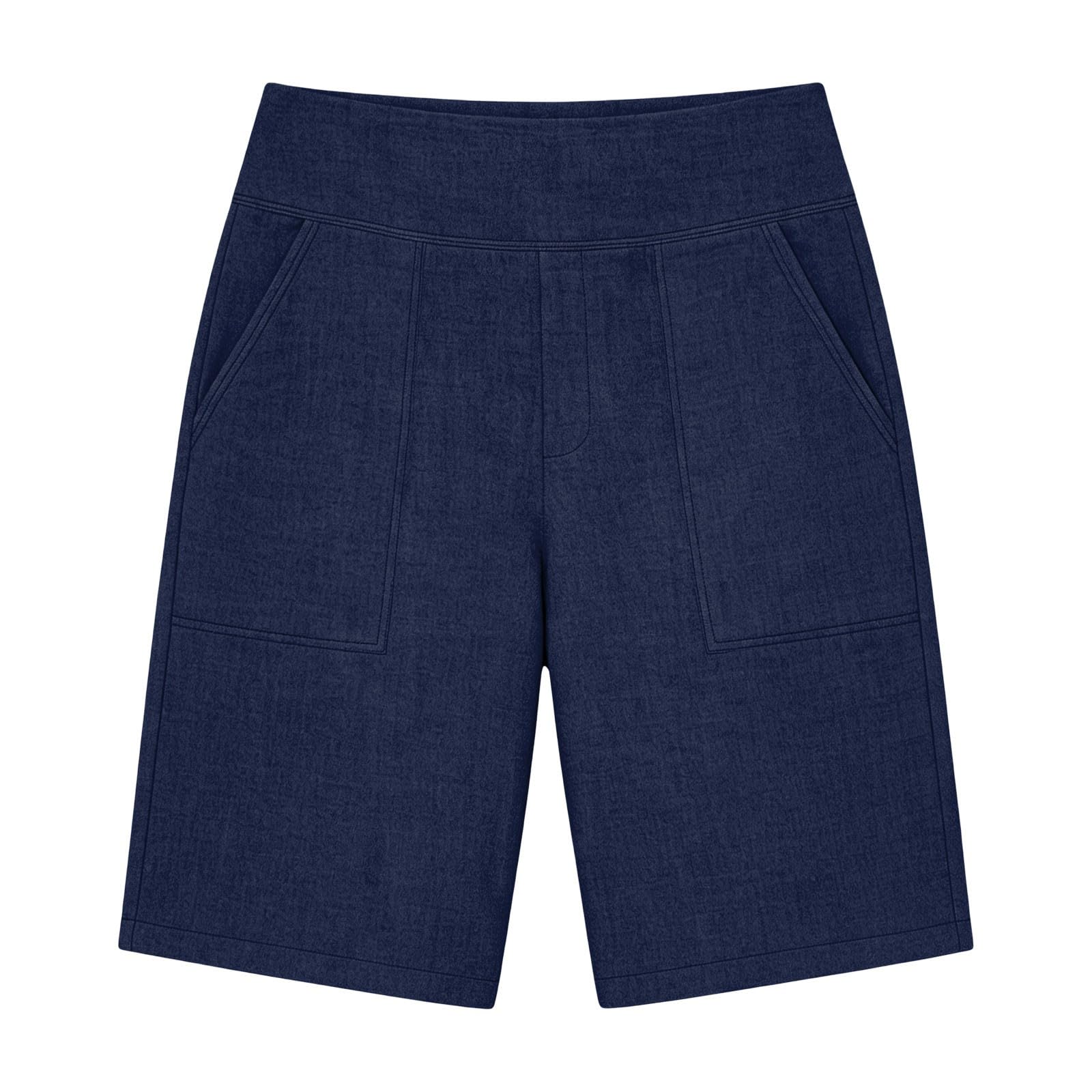 2026 Linen Shorts for Women High Waisted Wide Leg Summer Casual Beach Vacation Bermuda Cropped Pants with Pockets - 3