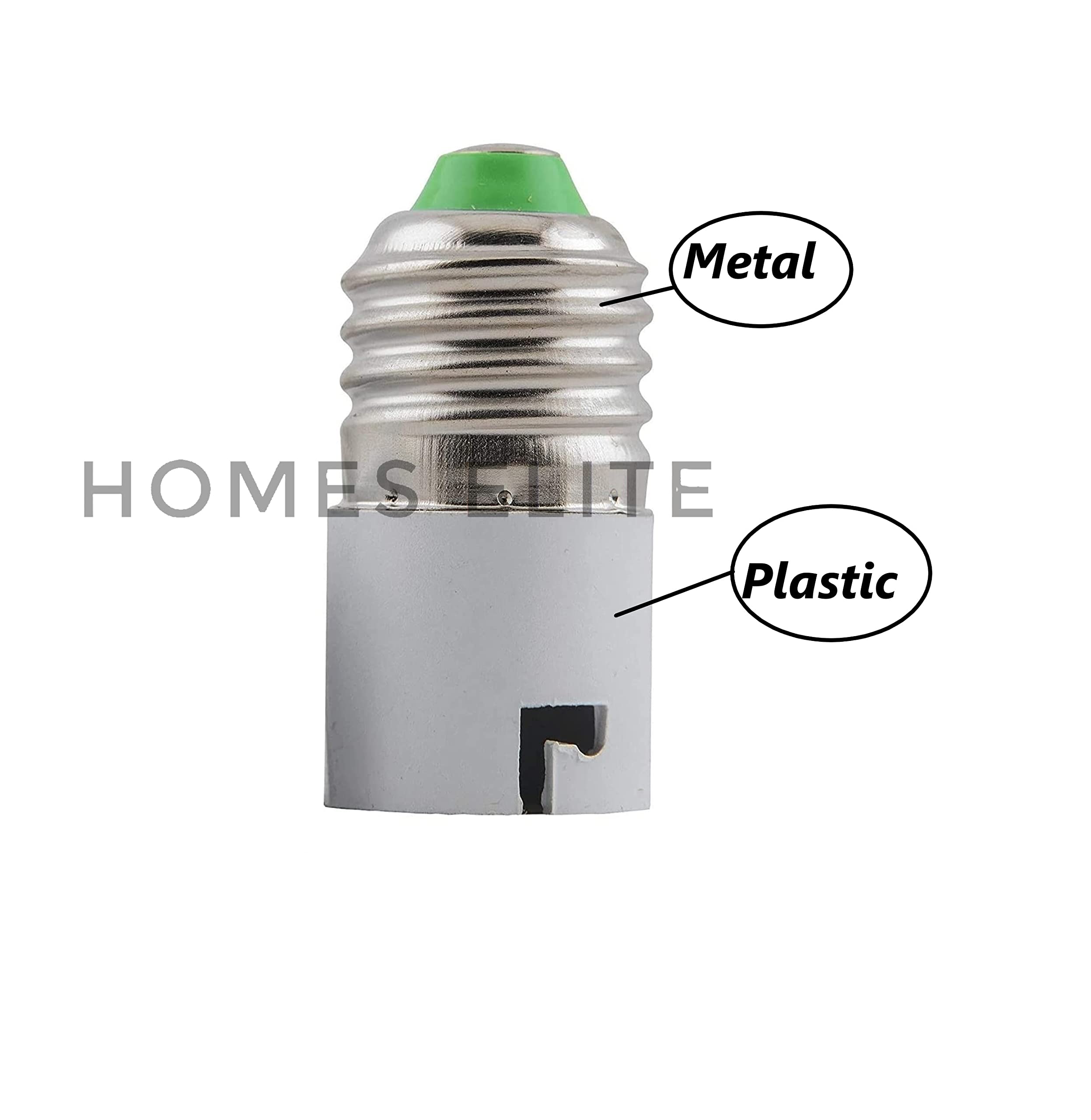 Homes Elite Plastic E27 To B22 Lamp Holder Adapter Screw Base Socket Fits Led/Cfl Light Bulbs Lighting Holder (Pack Of 2), White 3