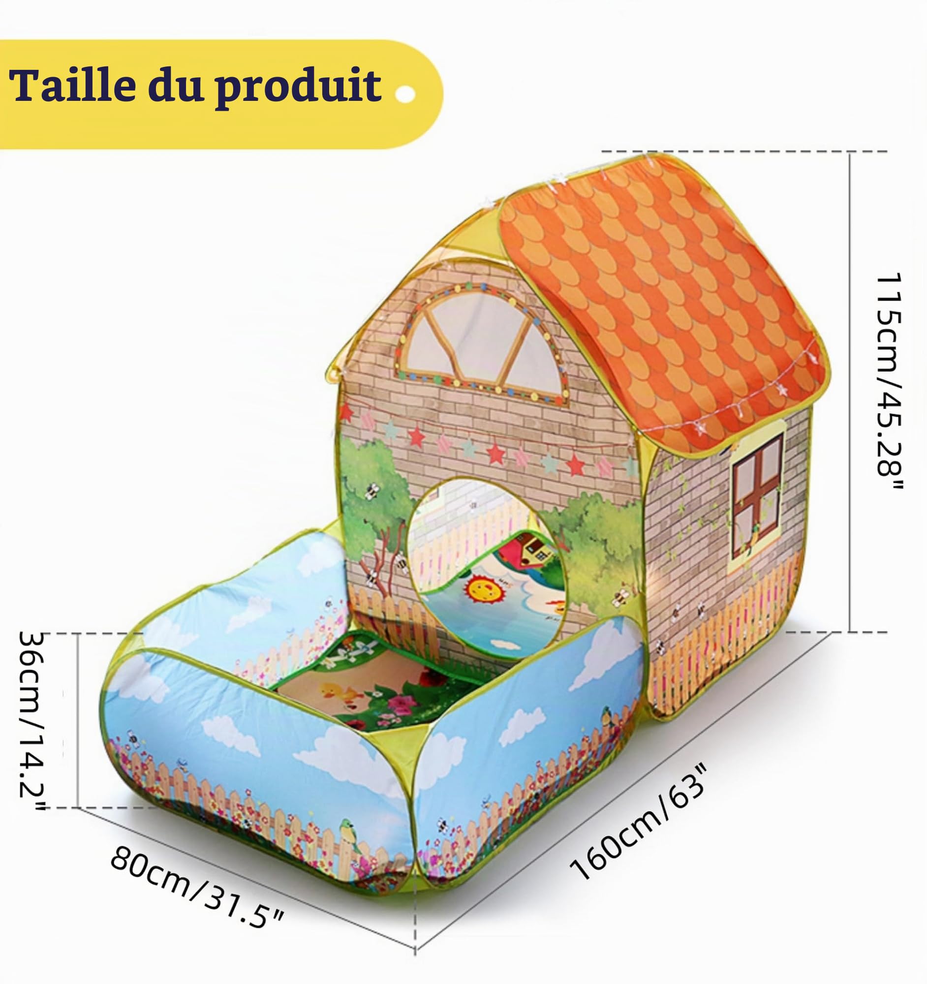 Tente de Jeu pour Enfants avec Piscine à balles, Maison de Jeu d'intérieur pour garçons et Filles, 160 x 80 x 115 cm