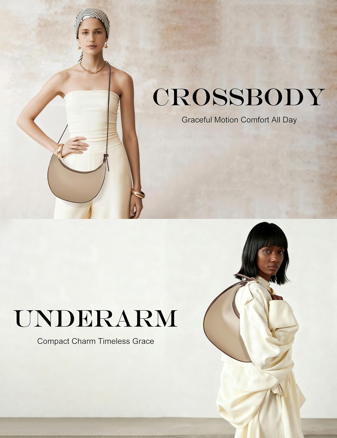 Crescent Shoulder Bag for Women, Half Moon RFID Vegan Leather Hobo Handbags Top-Handle Going Out Underarm Bag Clutch Purse - Image 4