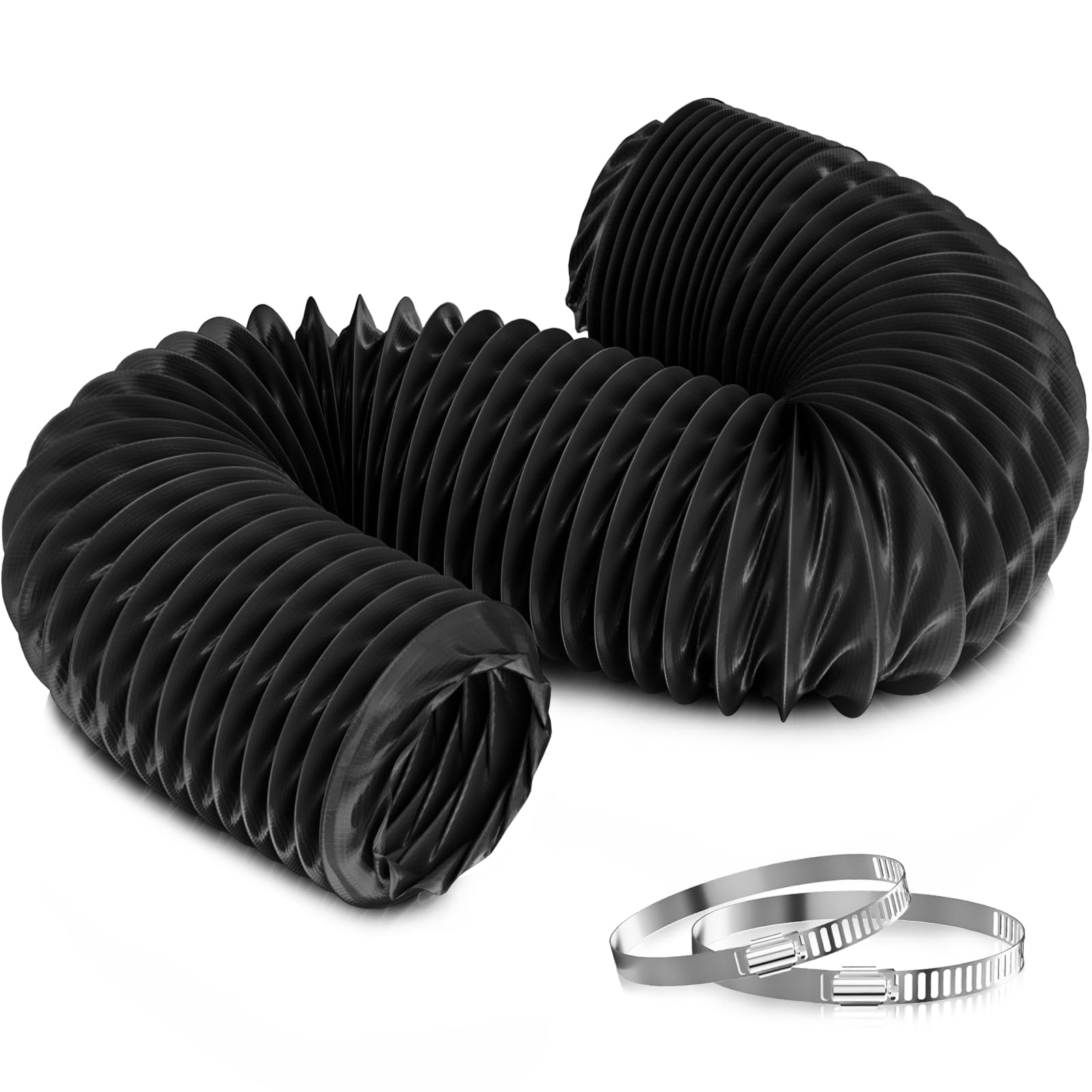 Hon&amp;Guan 4 Inch Flexible Duct Hose, 16FT Reinforced Nylon Air Ducting, Tear &amp; Wear Resistant Vent Hose for Exhaust Fan, HVAC, Grow Tent, Bathroom Kitchen, Not for Dryer Use