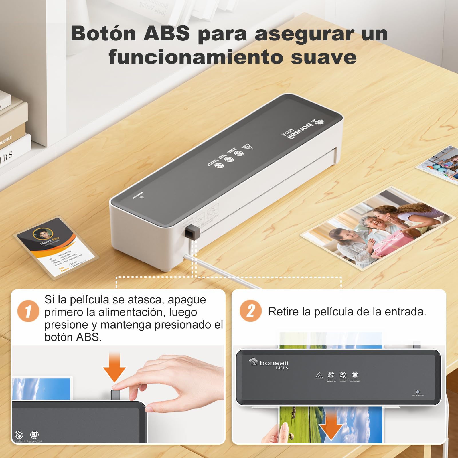 Bonsaii Plastificadora A4, Función ABS, Apto para Documentos A4, Oficina y Hogar, 80-100 Micrones, Incluye 10 Hojas de Laminado a4, L421-A