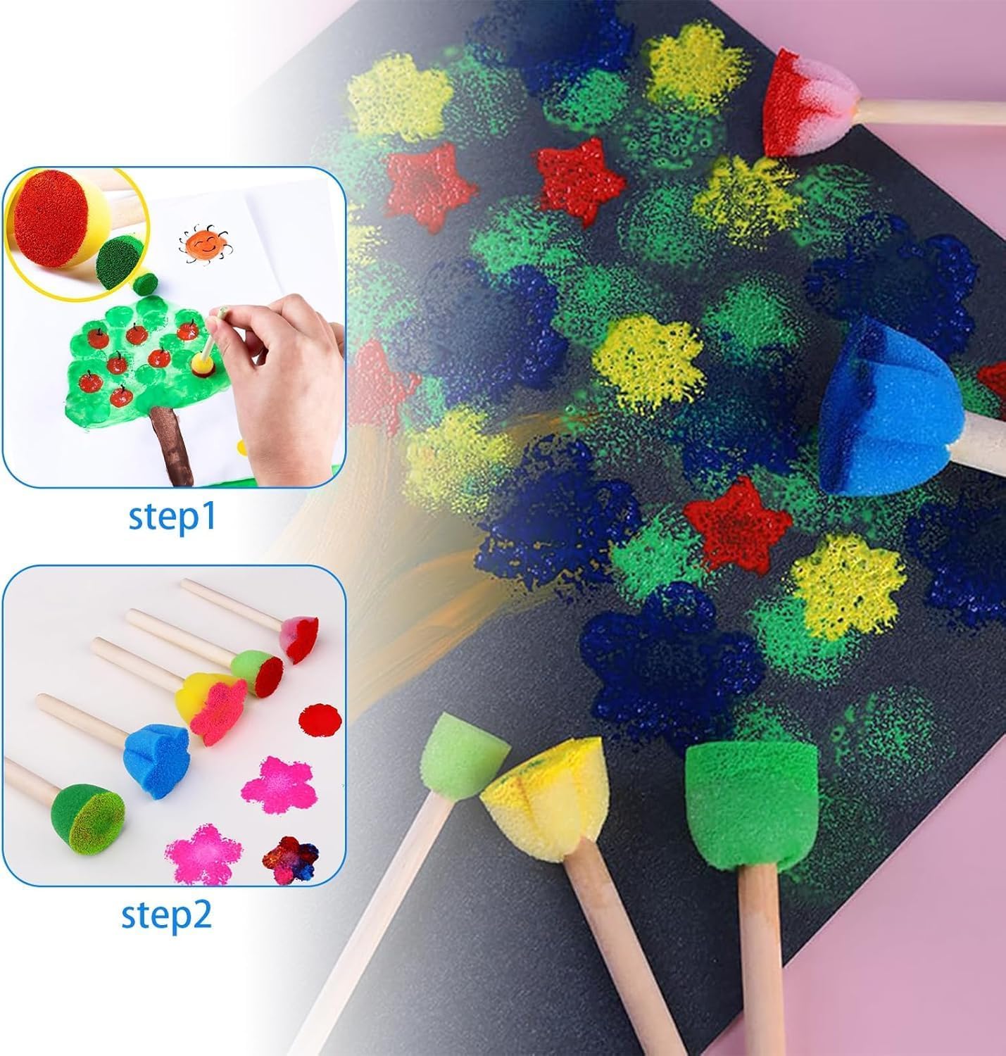 Set Di Pennelli Per Pittura Con Manico In Legno Di Spugna Di - Foto 6