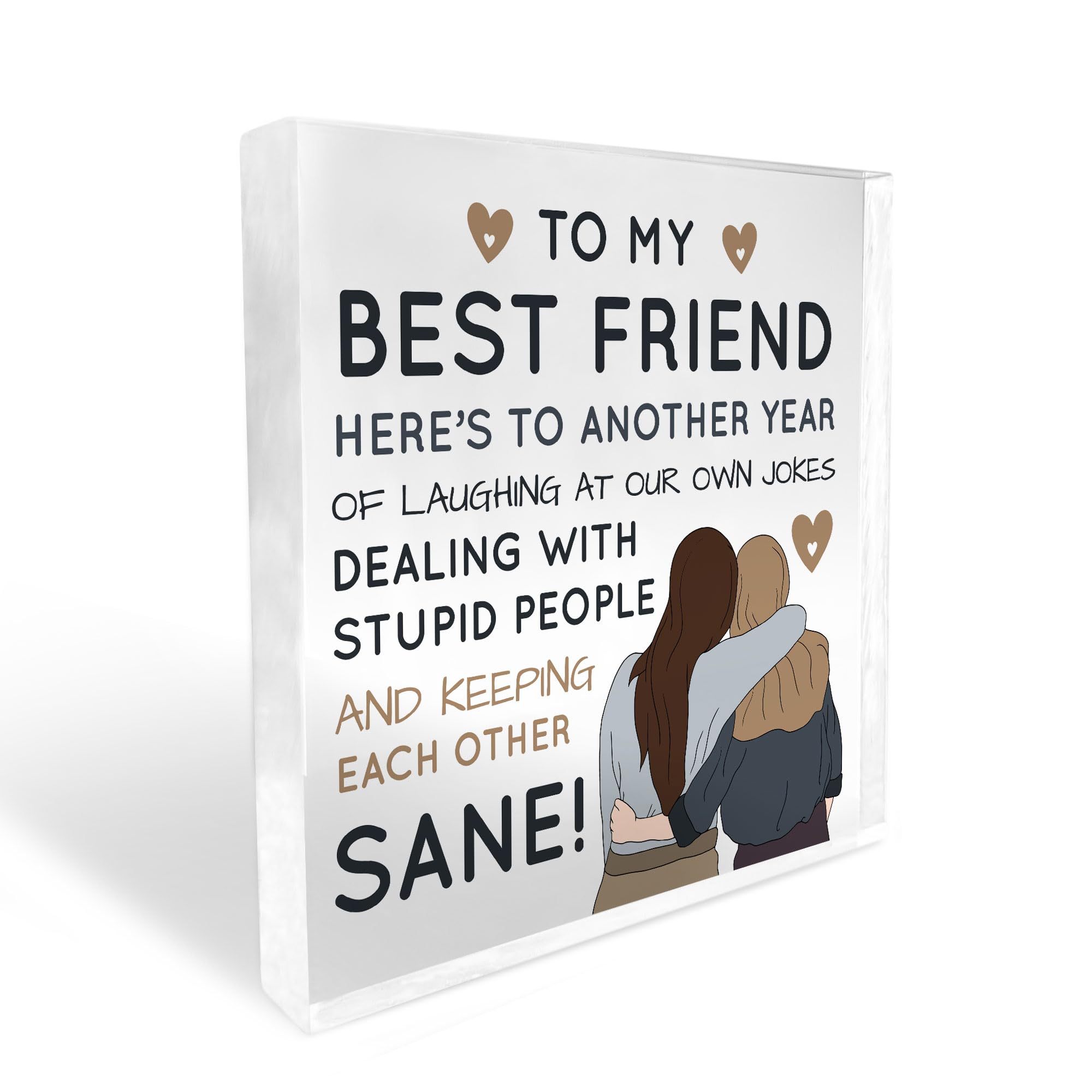 Red Ocean Best Friend For Women, Friendship Gift For Birthday Christmas, Acrylic Freestanding Plaque Keepsake Gift For Her, Birthday Gifts For F...