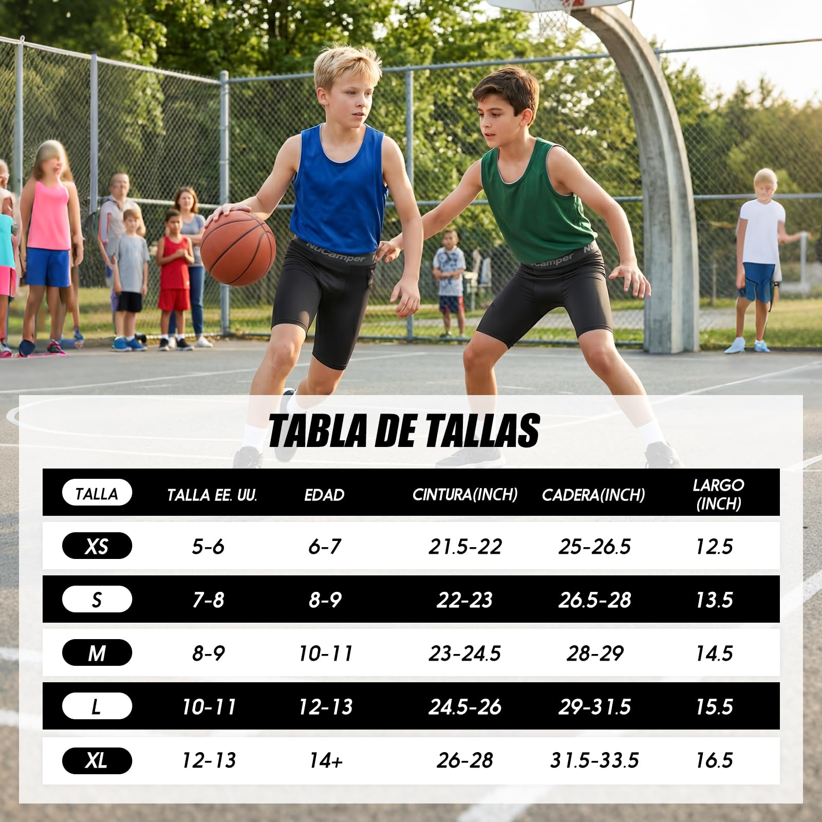 NuCamper Pantalones Cortos de Compresión para Niños Transpirable Deportivo Ropa Interior Fútbol Rugby Running Ciclismo