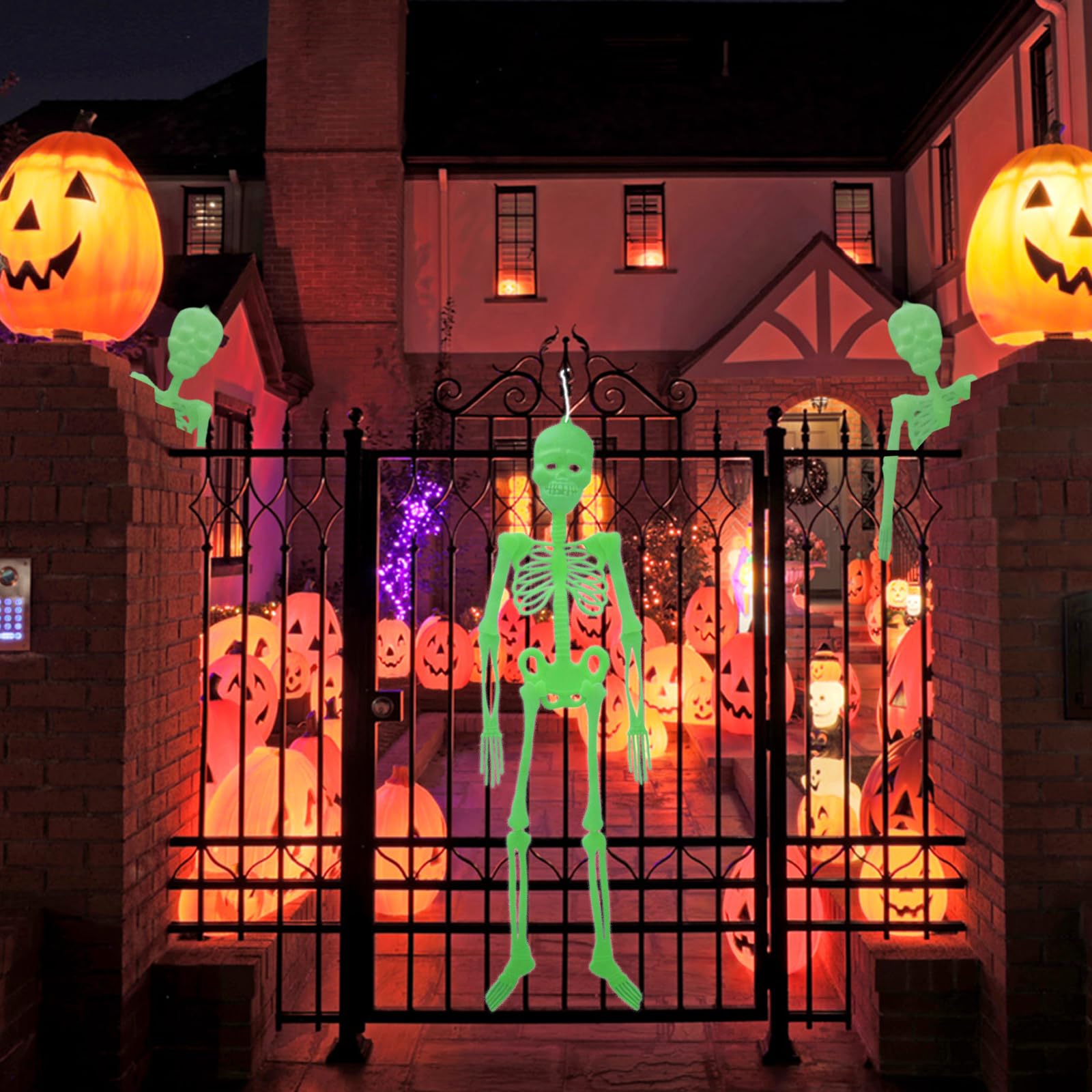 3 sztuki dekoracja na Halloween, świecący szkielet, realistyczne ludzkie szkielety, 3D, straszna dekoracja na Halloween, do ogrodu, straszna impreza tematyczna w pomieszczeniach