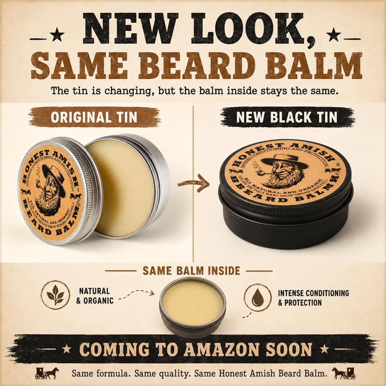 Honest Amish Beard Balm bez spłukiwania odżywka do włosów - wykonana wyłącznie z naturalnych i organicznych składników - Opakowanie 2 uncje