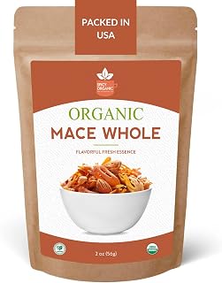 SPICY ORGANIC Mace Whole (Javantri) – 2 oz (57 g), USDA Certified Organic Mace Spice, 100% Raw, Non-GMO, Vegan, Gluten-Free – Enhance Dishes with Rich, Aromatic Flavor - Myristica Fragrans