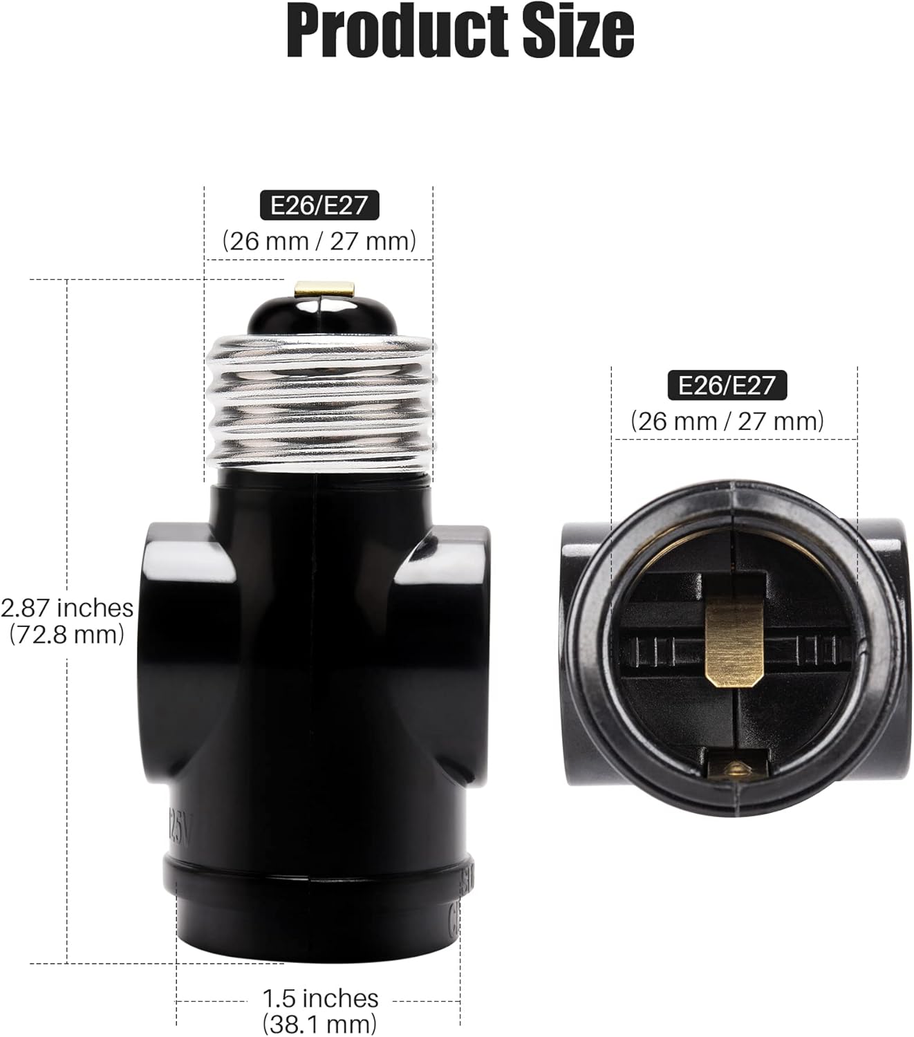 Best Deal UL-listed 2 Outlet Light Socket Adapter JACKYLED E26 Socket to Outlet Splitter Converter Medium Screw Socket into 2 Polarized Outlet E26 Socket Adapter 4-Pack