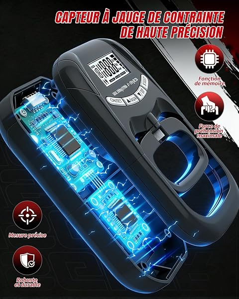 Dynamomètre Main Numérique Rechargeable USB-C, Testeur de Force de Préhension Haute Précision 180 kg, Écran LCD Intelligent, Mémoire 19 Utilisateurs, pour Sport, Rééducation et Santé - 5
