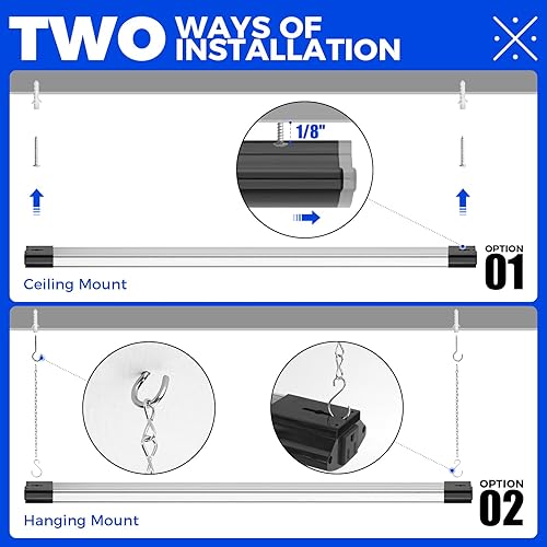 Miniatura 5 de Barrina BS84 - Luces LED para taller de 4 pies, 84 W, 10000 lúmenes, 6500 K, lámpara enlazable para garaje, sótano, montaje colgante o empotrado,