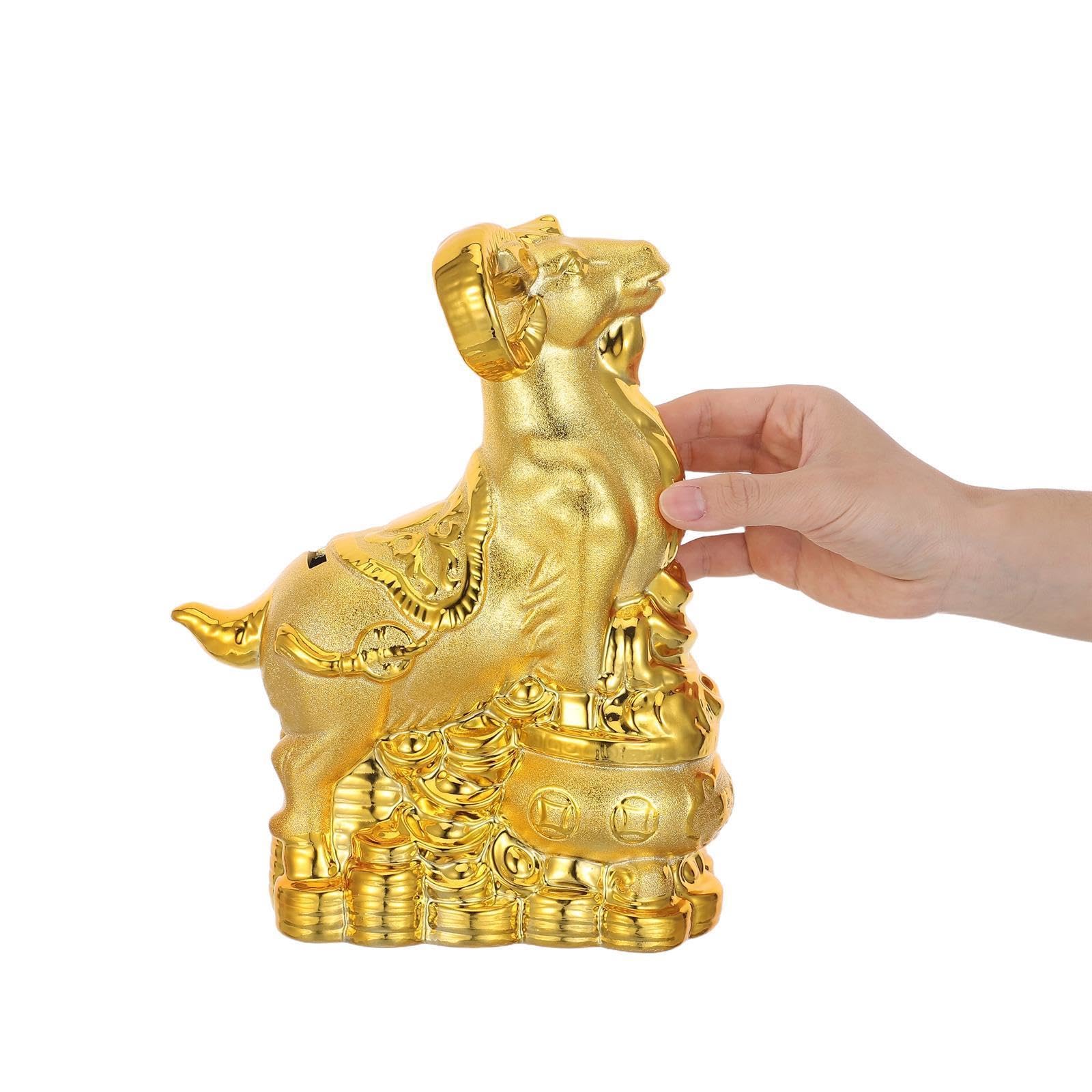 Goldene Ziegensparbüchse aus Keramik, Geldbank in Ziegenform